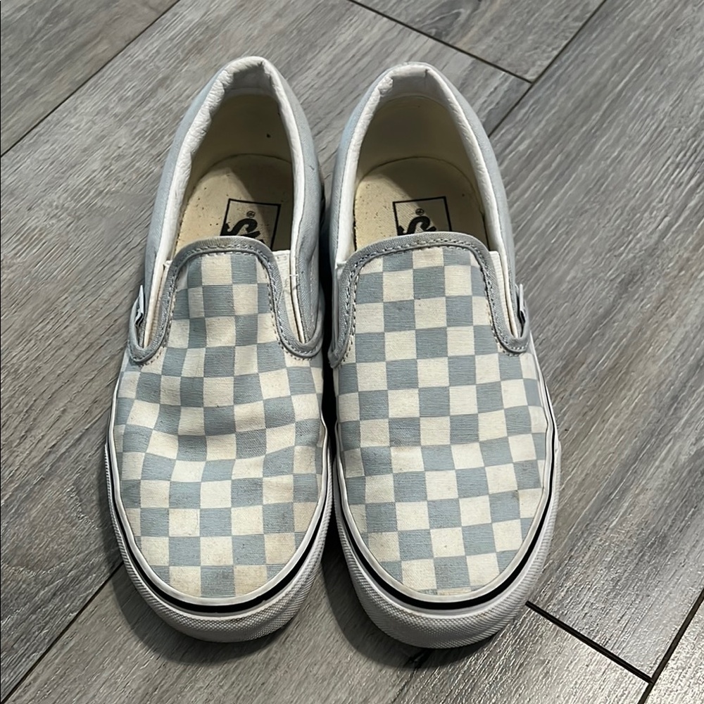 Vans Blue and White Checkered Athletic Shoes